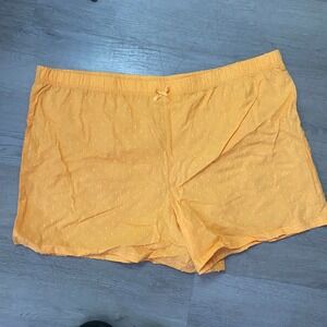 Just Be Pajama Shorts Womens 2X Orange Swiss Dot Cotton Sleep Bottoms Bow